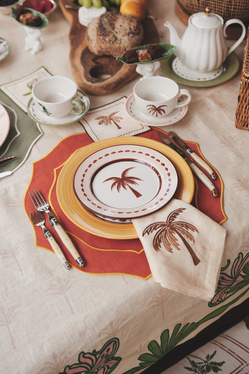 JDD Palm Linen Napkins / Ivory &Terra - Set of 4
